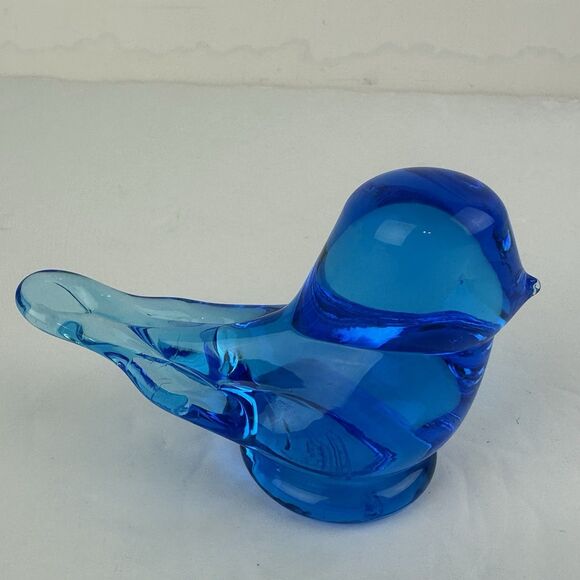Titan Art Glass Blue Bird of Happiness Happy Little Figurine Paperweight 1999 - Picture 2 of 8